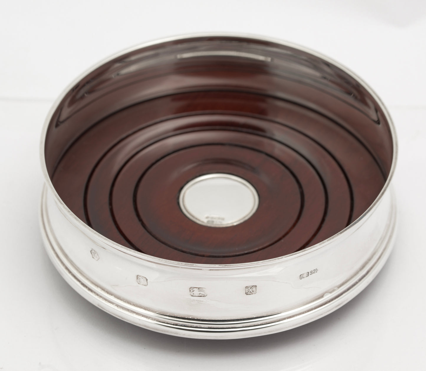 Vintage Sterling Silver & Hardwood Decanter/Bottle/Wine Coaster Carrs Sheffield (B2622)