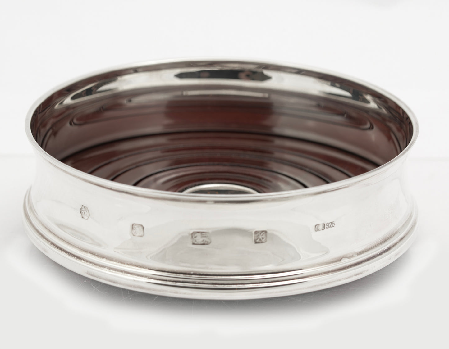 Vintage Sterling Silver & Hardwood Decanter/Bottle/Wine Coaster Carrs Sheffield (B2622)