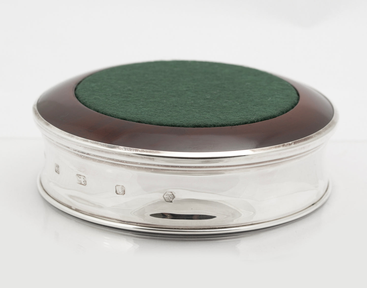 Vintage Sterling Silver & Hardwood Decanter/Bottle/Wine Coaster Carrs Sheffield (B2622)