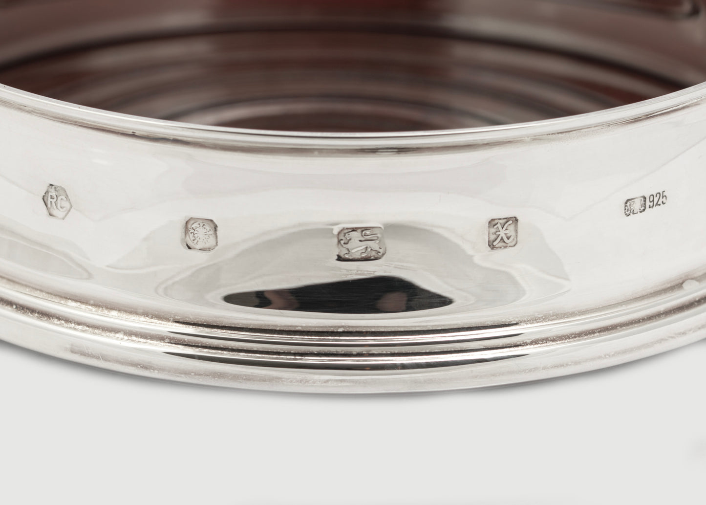 Vintage Sterling Silver & Hardwood Decanter/Bottle/Wine Coaster Carrs Sheffield (B2622)