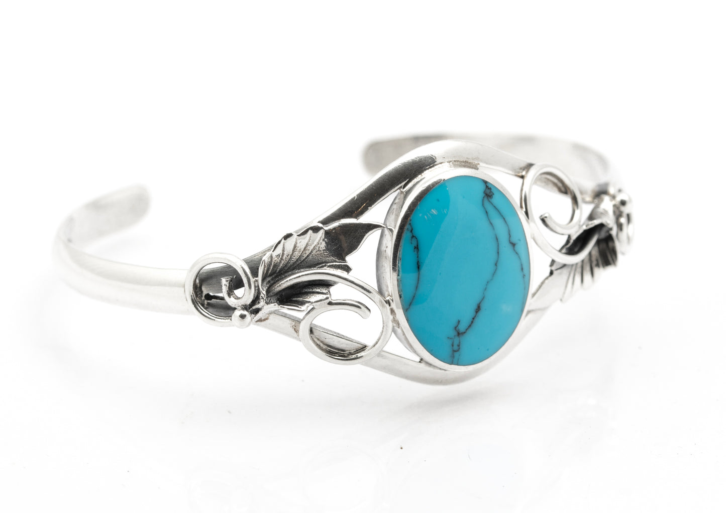 Vintage Sterling Silver & Turquoise Native American Design Bangle (B2624)