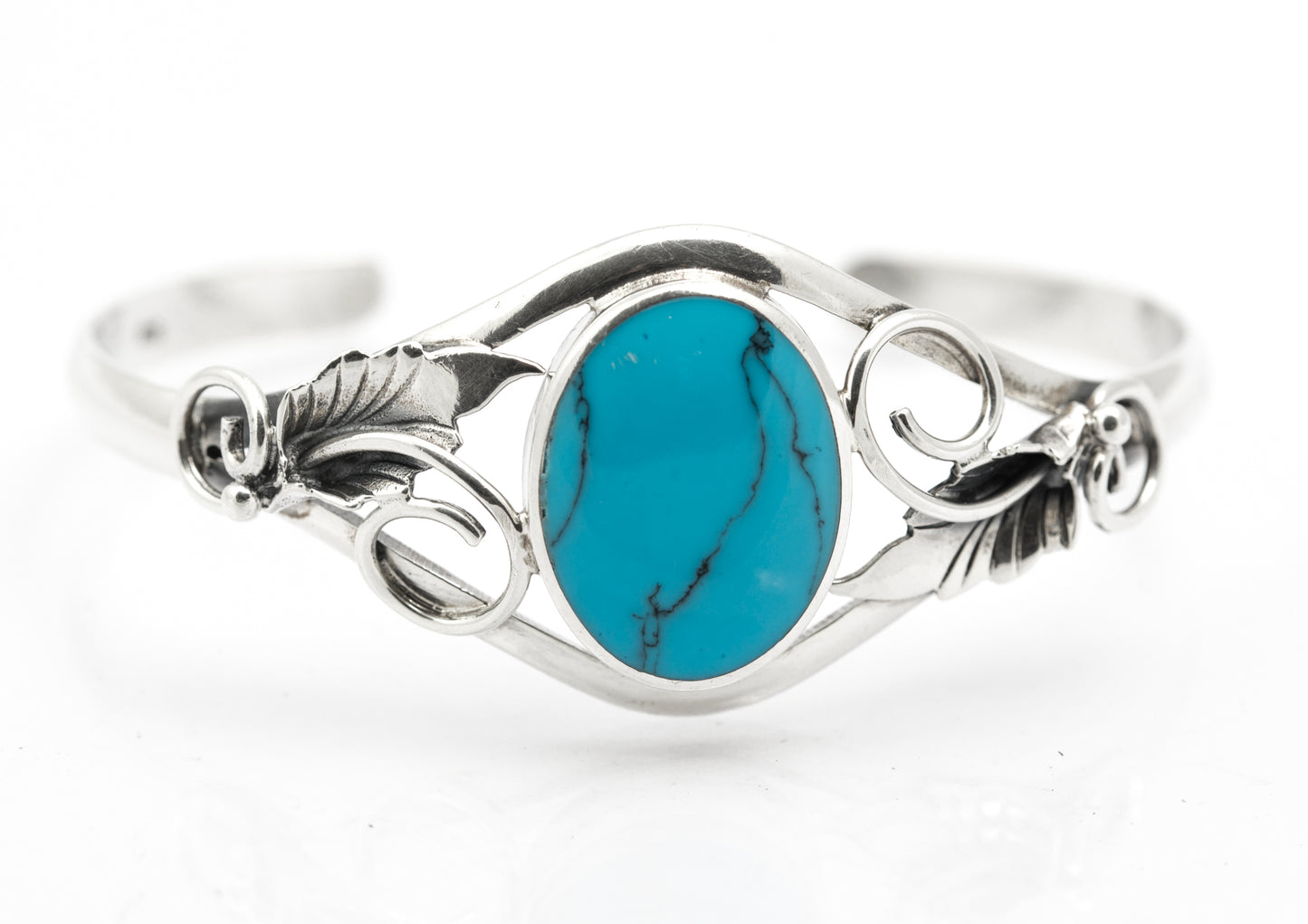 Vintage Sterling Silver & Turquoise Native American Design Bangle (B2624)