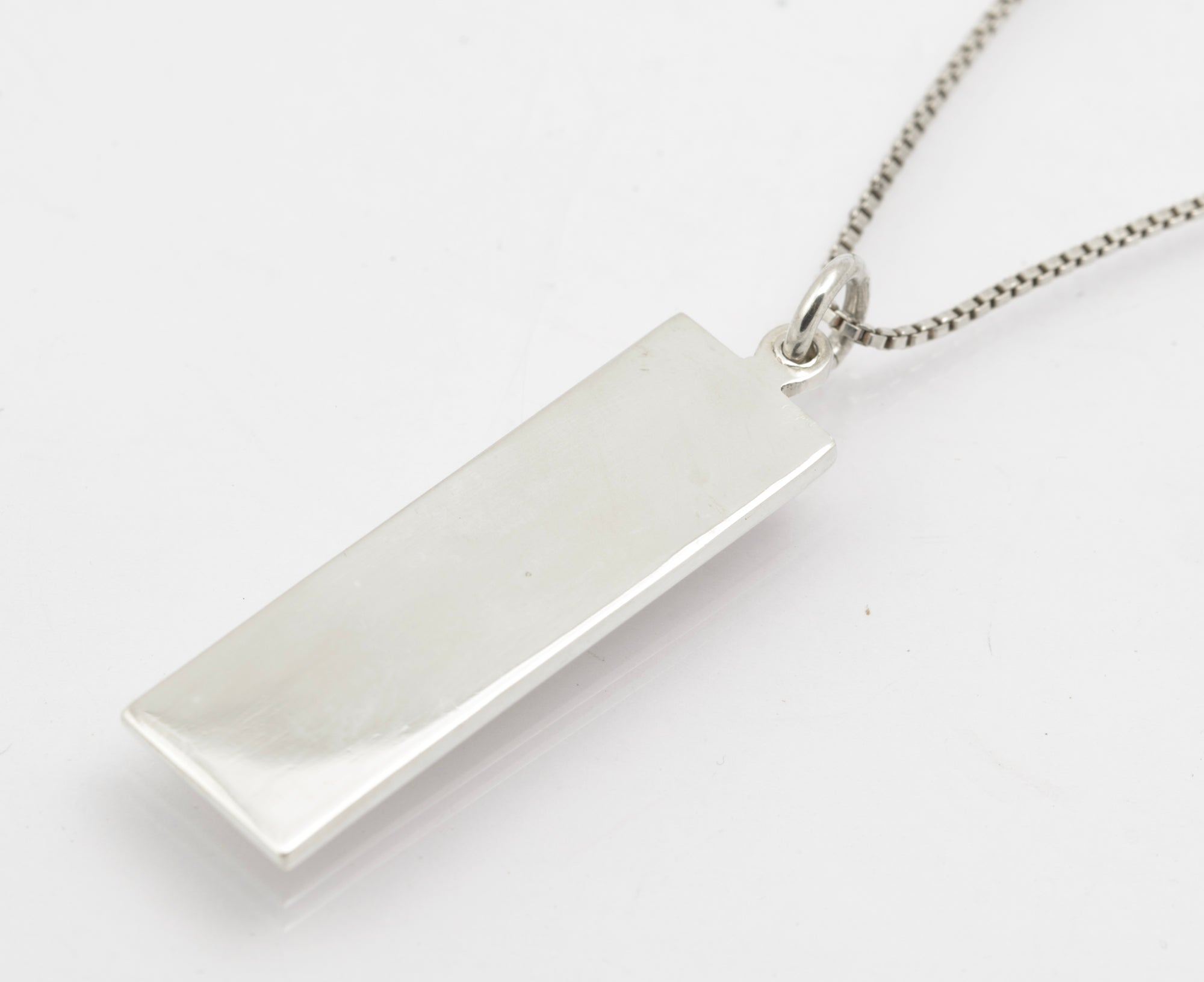 Vintage Sterling Silver Ingot Pendant Necklace Feature Hallmarks