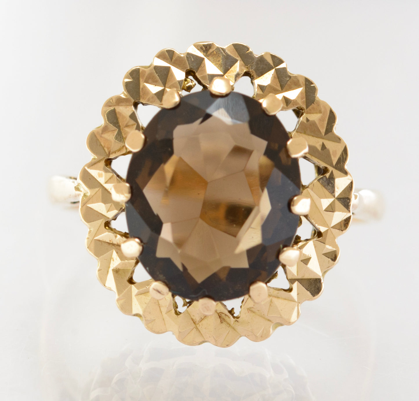 Vintage 9ct Gold & Natural 2.75 Carat Smoky Quartz Ring Hallmarked 1966 (B2627)