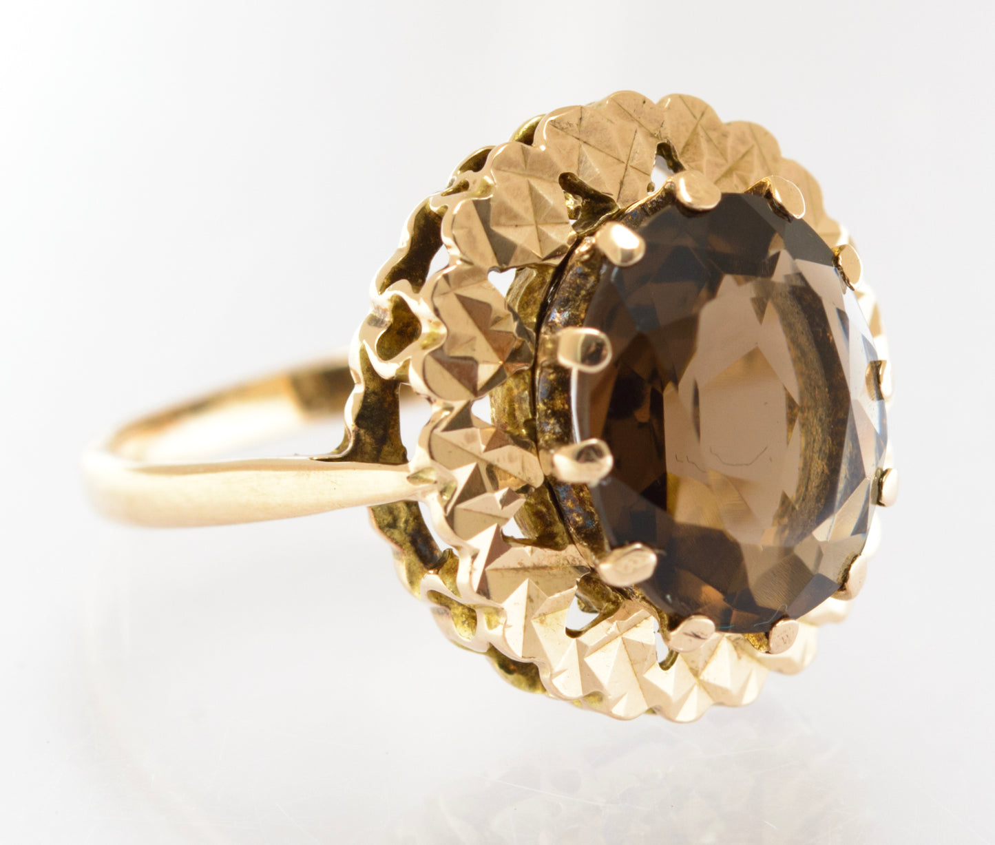 Vintage 9ct Gold & Natural 2.75 Carat Smoky Quartz Ring Hallmarked 1966 (B2627)