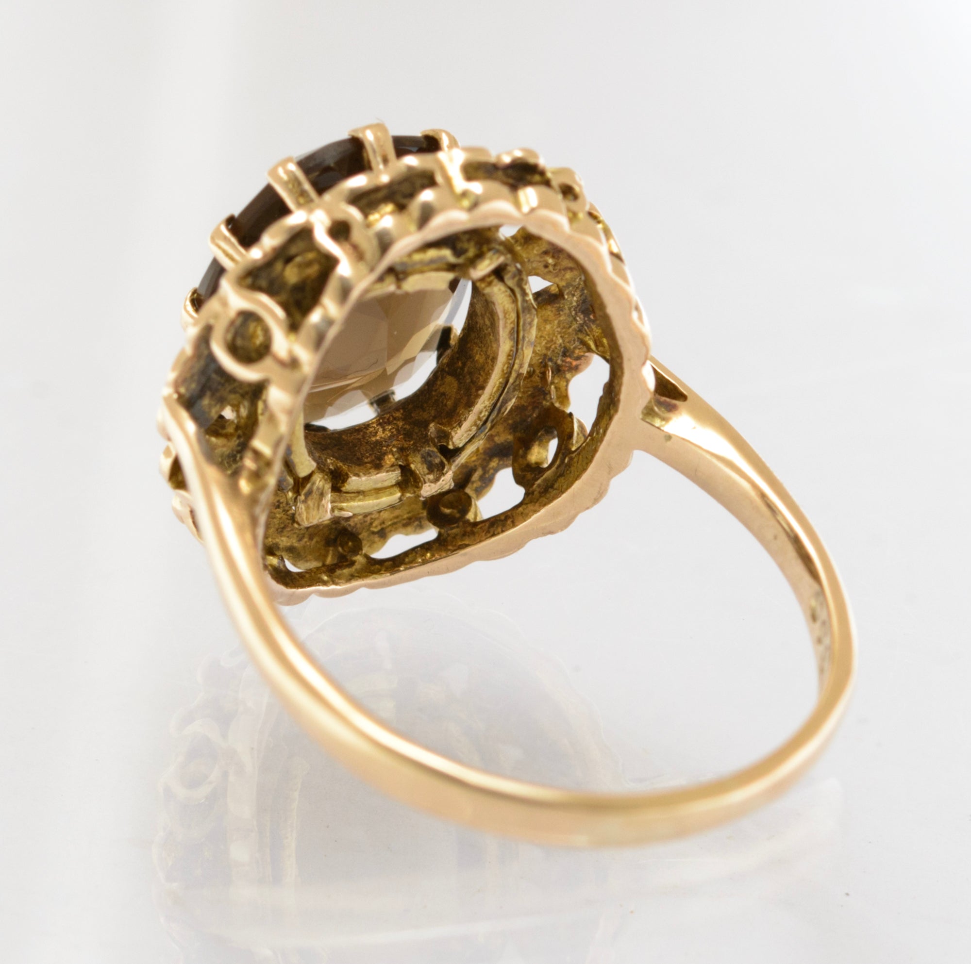 Vintage 9ct Gold & Natural 2.75 Carat Smoky Quartz Ring Hallmarked 1966 UK Size O (B2627)