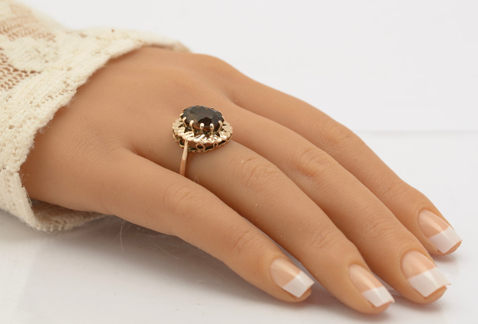 Vintage 9ct Gold & Natural 2.75 Carat Smoky Quartz Ring Hallmarked 1966 UK Size O (B2627)