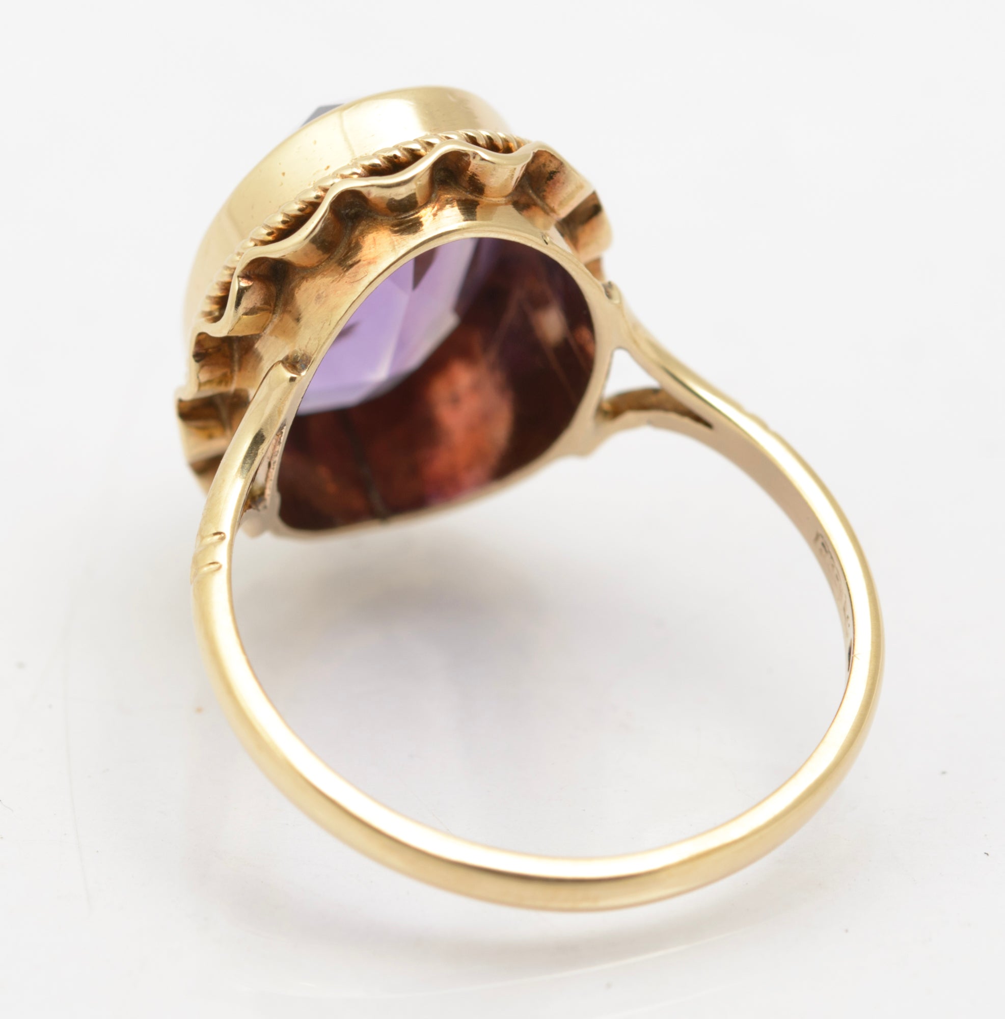 Vintage 9ct Gold & Natural 4 Carat Amethyst Gemstone Dress Ring UK Size N1/2 (B2628)