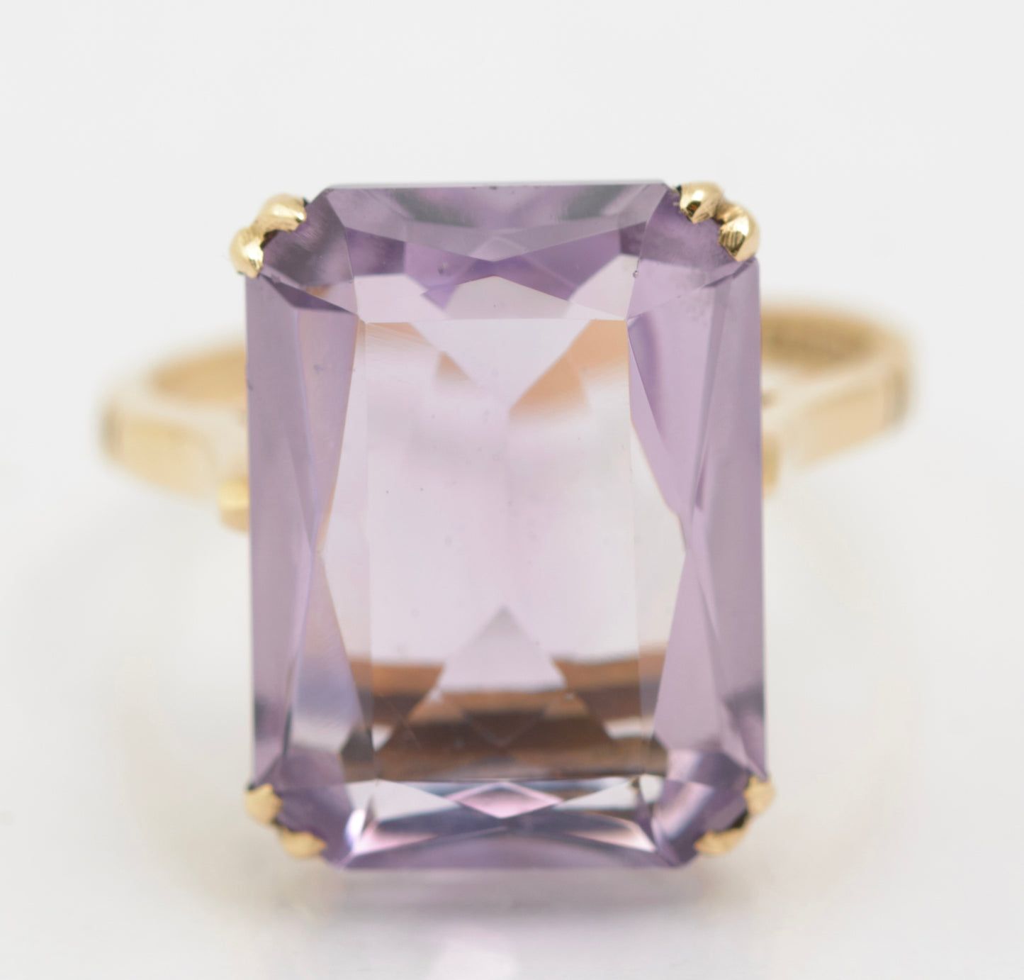 Vintage 9ct Gold Ring Large 8 Carat Natural Rose De France Amethyst Size K1/2 (B2631)