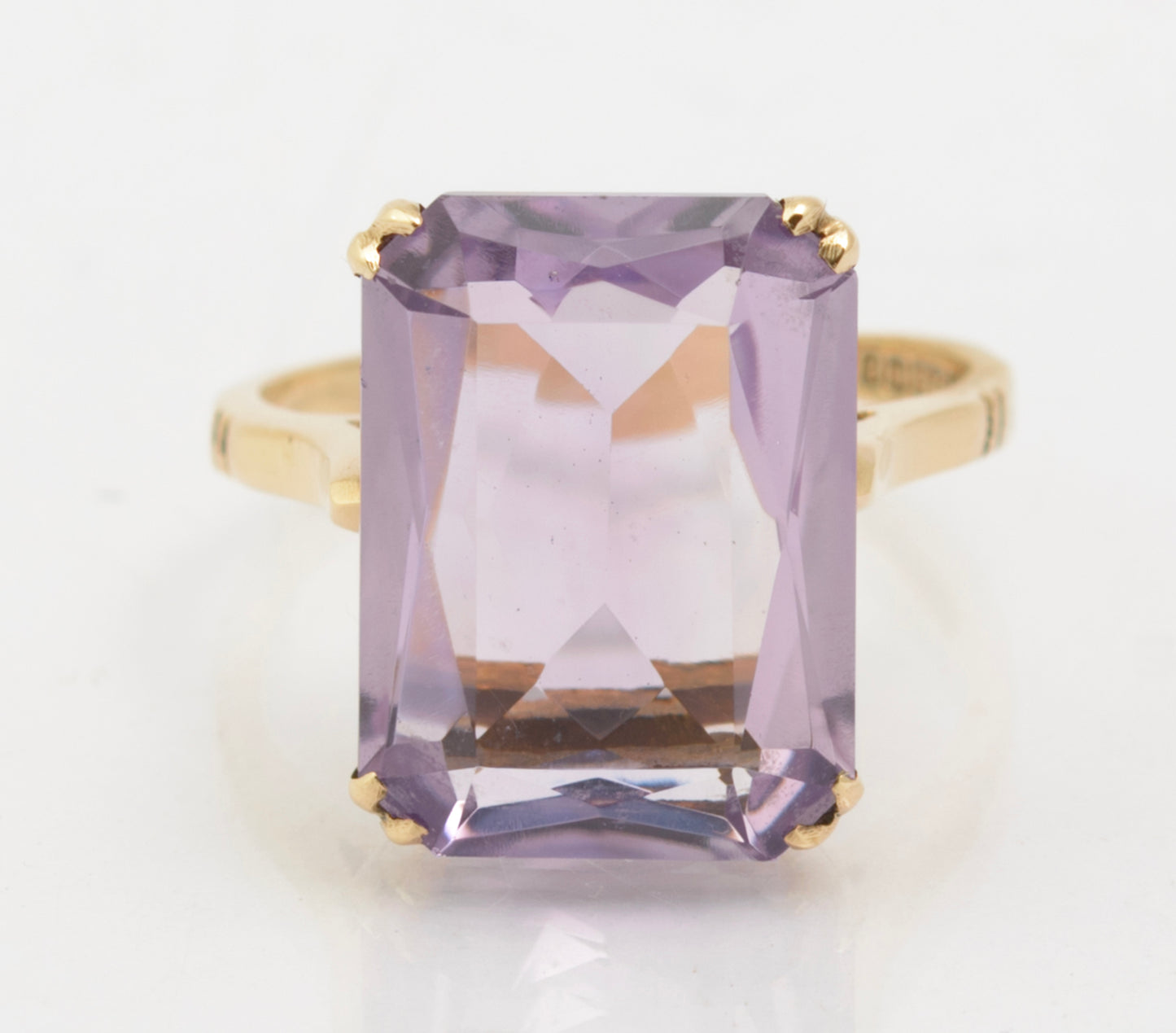 Vintage 9ct Gold Ring Large 8 Carat Natural Rose De France Amethyst Size K1/2 (B2631)