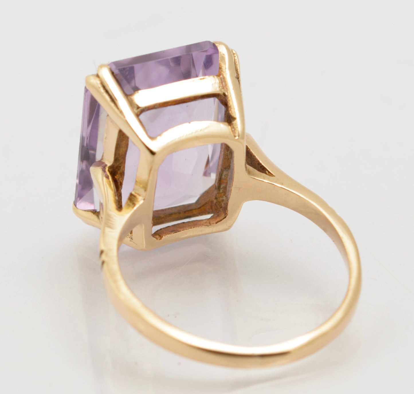 Vintage 9ct Gold Ring Large 8 Carat Natural Rose De France Amethyst Size K1/2 (B2631)