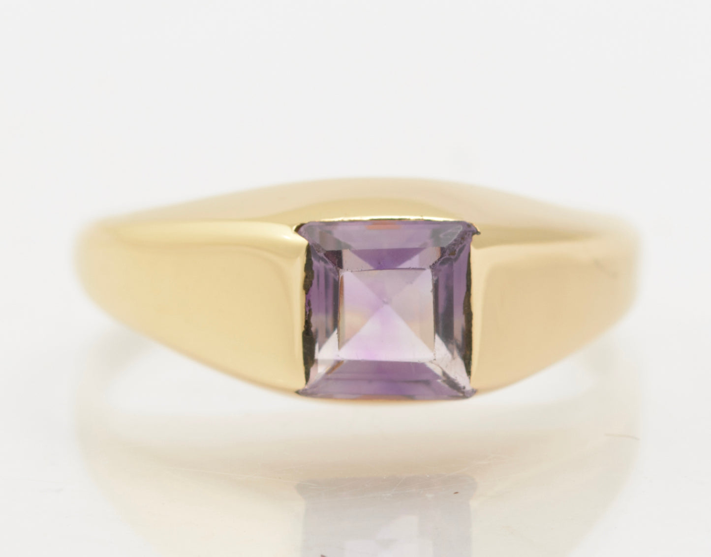 Vintage 9ct Gold & Natural Amethyst Signet Ring Unisex Design Size O (B2632)