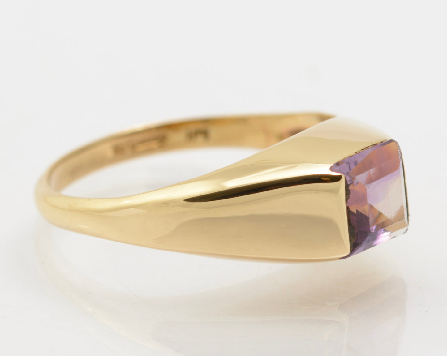 Vintage 9ct Gold & Natural Amethyst Signet Ring Unisex Design Size O (B2632)