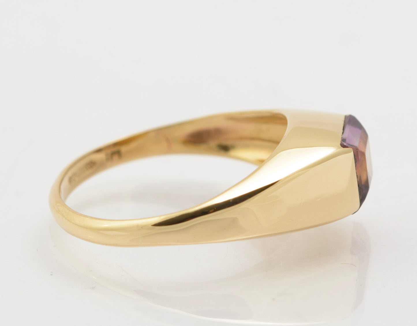 Vintage 9ct Gold & Natural Amethyst Signet Ring Unisex Design Size O (B2632)