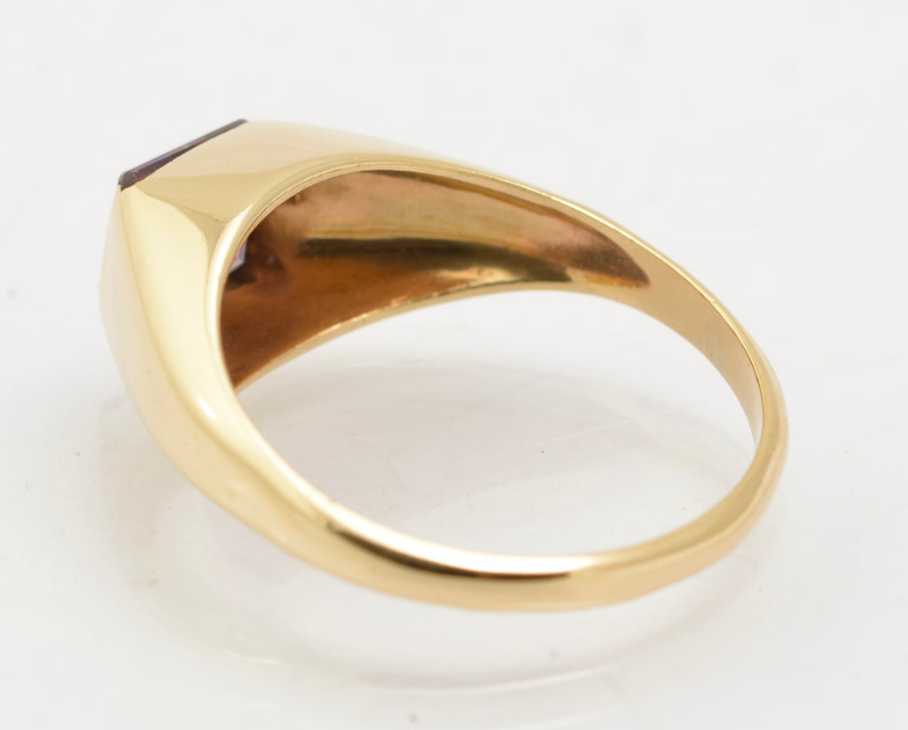 Vintage 9ct Gold & Natural Amethyst Signet Ring Unisex Design UK Size O (B2632)