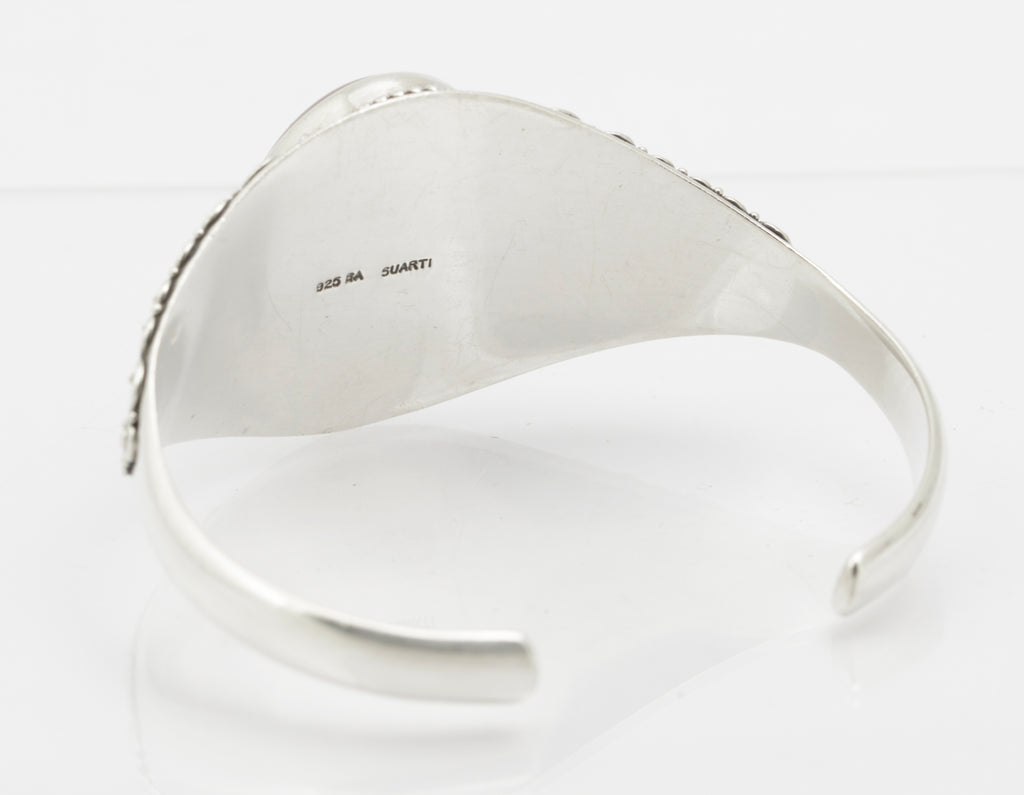 Suarti Sterling Silver Chunky Bangle With Large Carnelian Cabochon Hallmark 2008 (B2634)