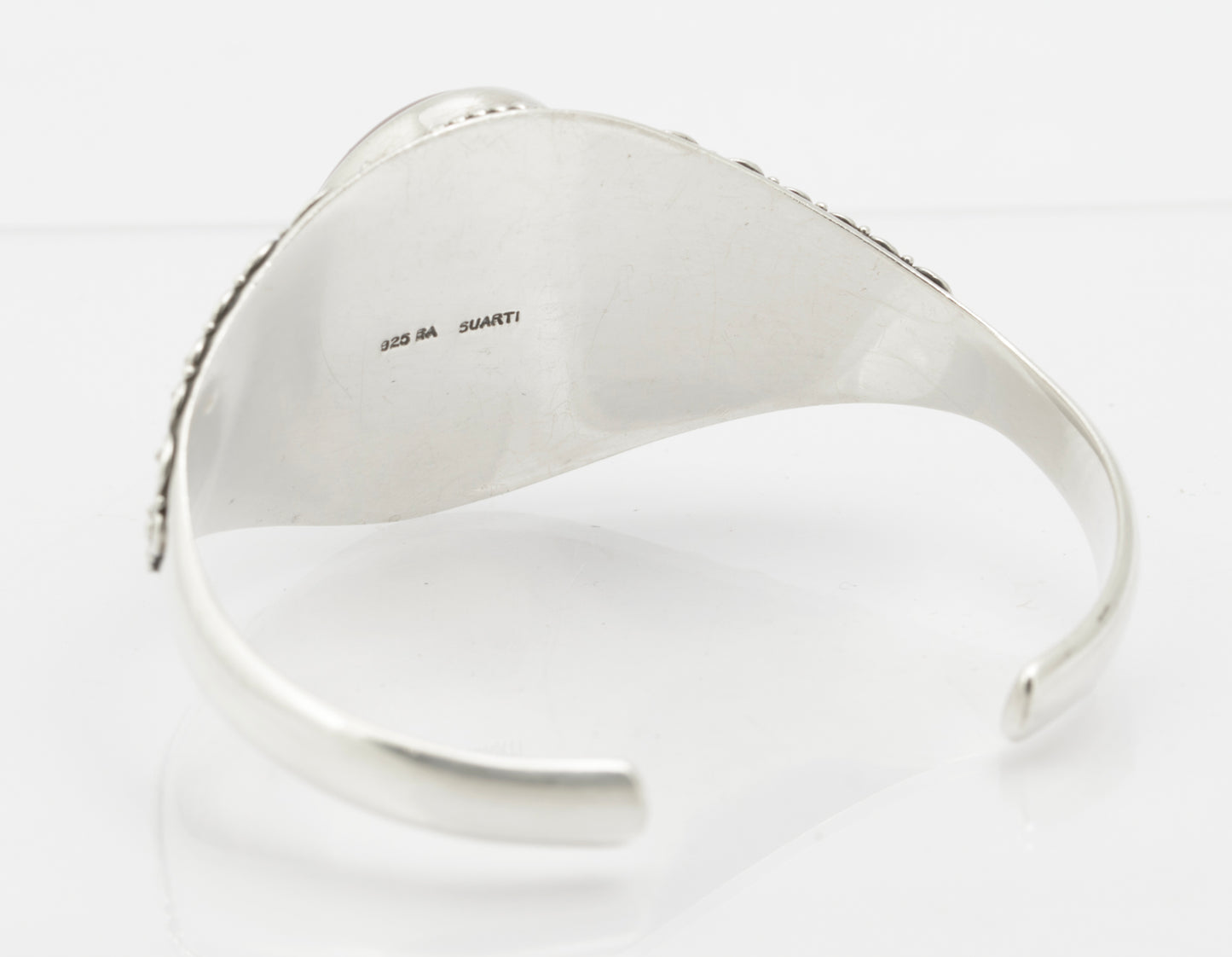 Suarti Sterling Silver Chunky Bangle With Large Carnelian Cabochon Hallmark 2008 (B2634)