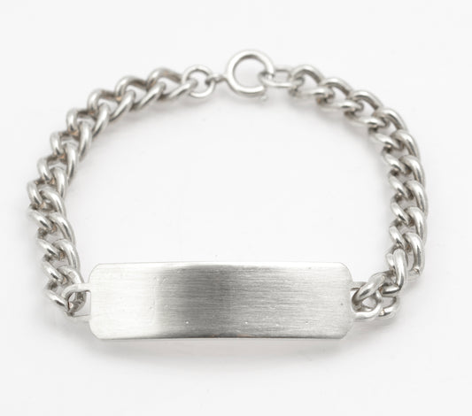 Vintage Sterling Silver ID Identity Bracelet With Curb Chain Hallmarked 1970 (B2635)