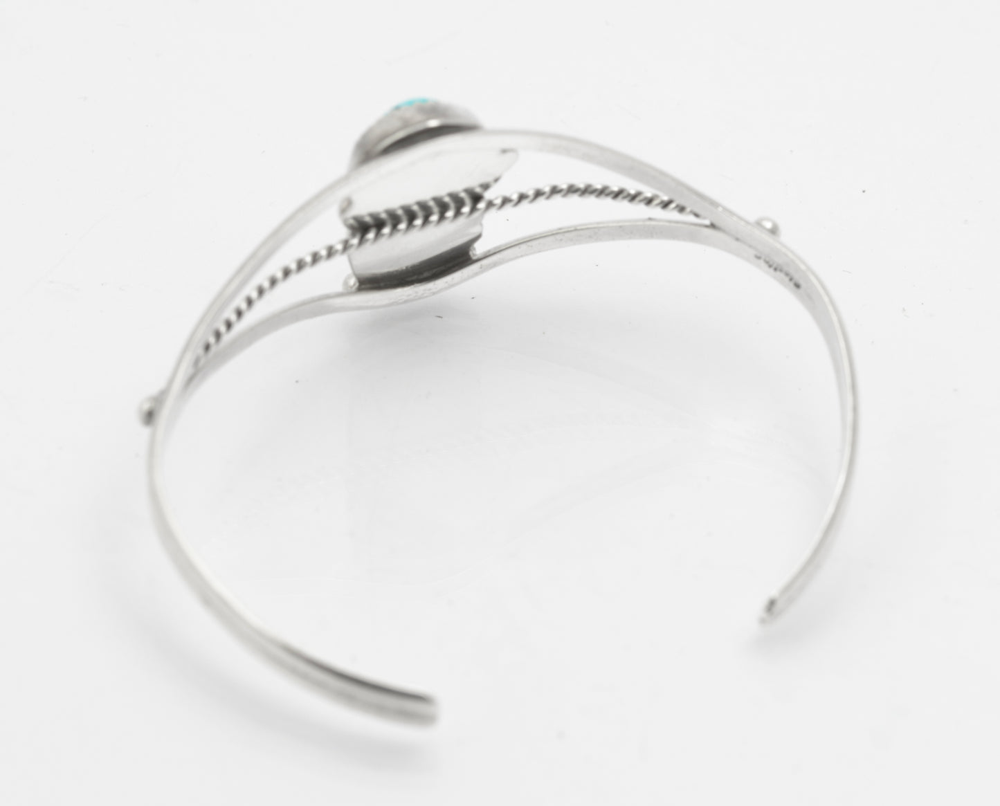 Vintage Sterling Silver Native American Design Bangle With Turquoise Cabochon (B2636)