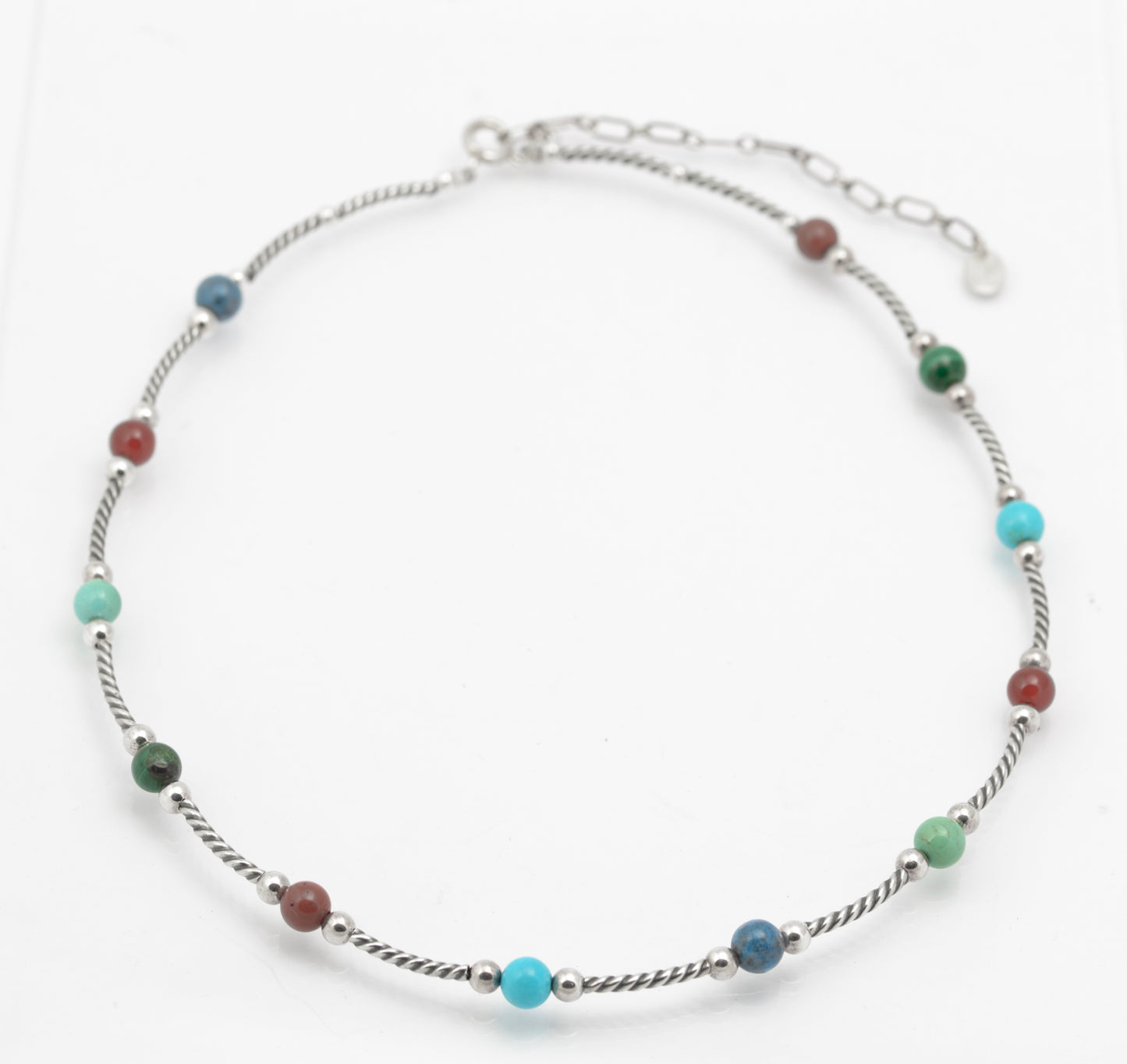 Vintage Carolyn Pollack Sterling Silver & Semi Precious Bead Necklace (B2637)