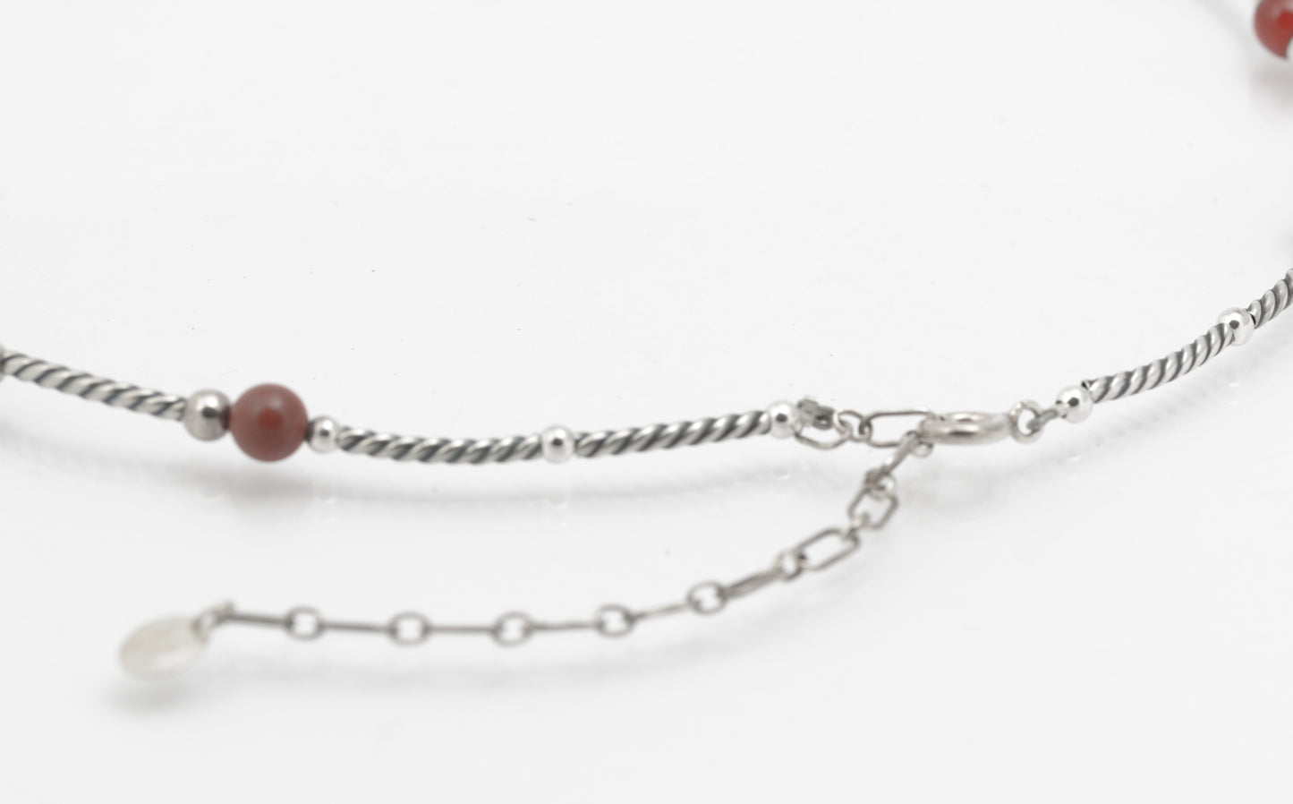 Vintage Carolyn Pollack Sterling Silver & Semi Precious Bead Necklace (B2637)