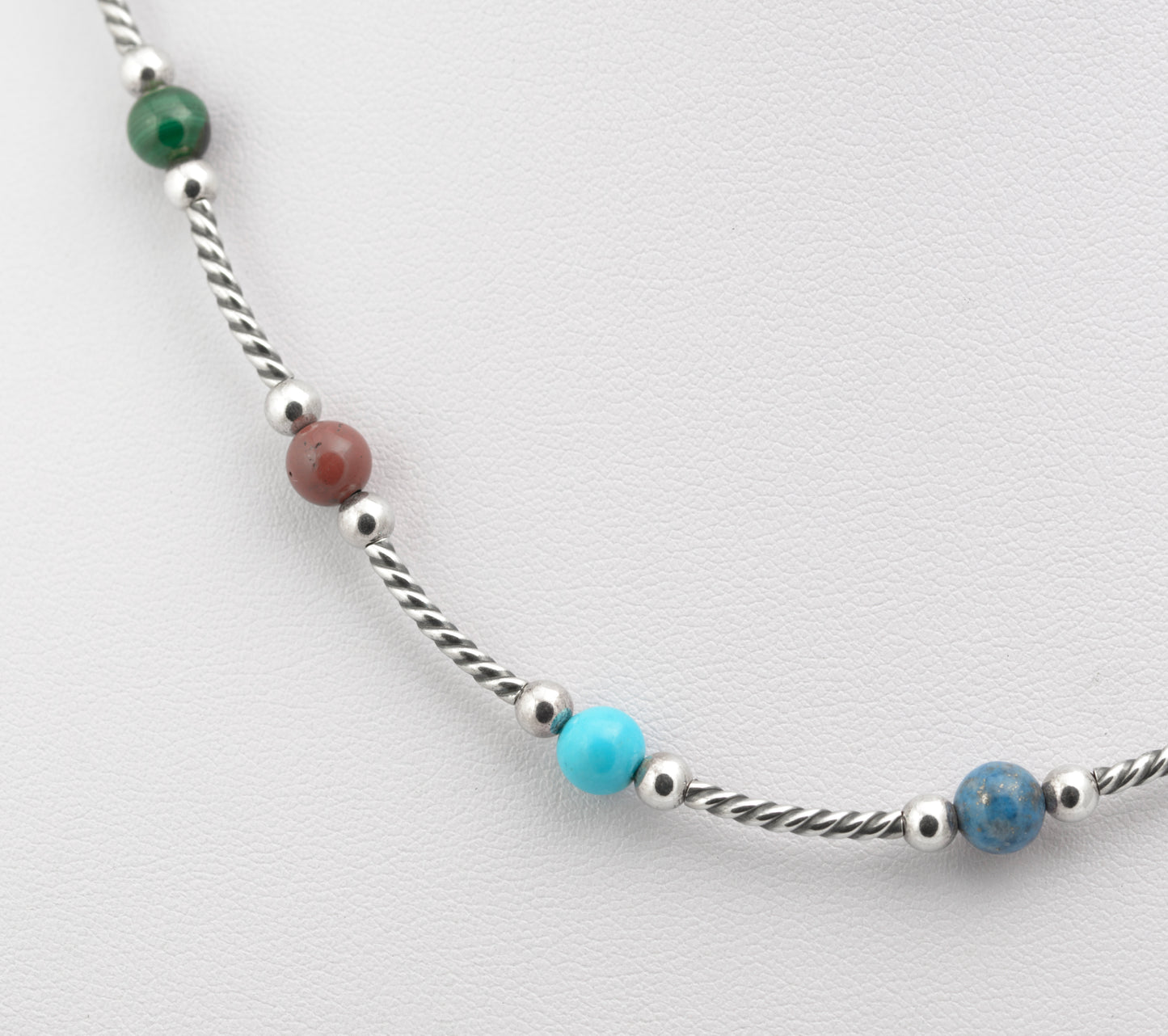 Vintage Carolyn Pollack Sterling Silver & Semi Precious Bead Necklace (B2637)