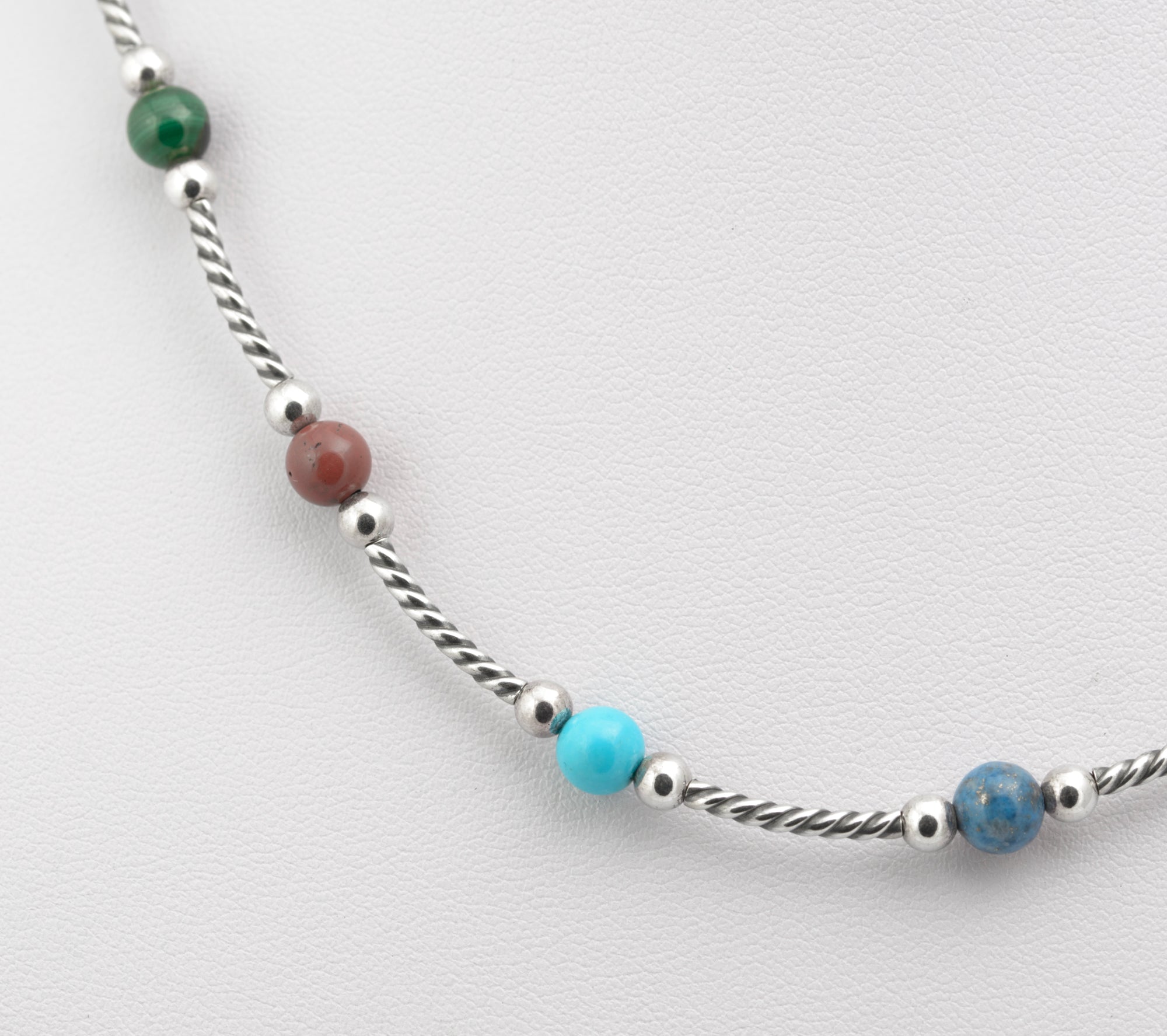 Vintage Carolyn Pollack Sterling Silver & Semi Precious Bead Necklace (B2637)