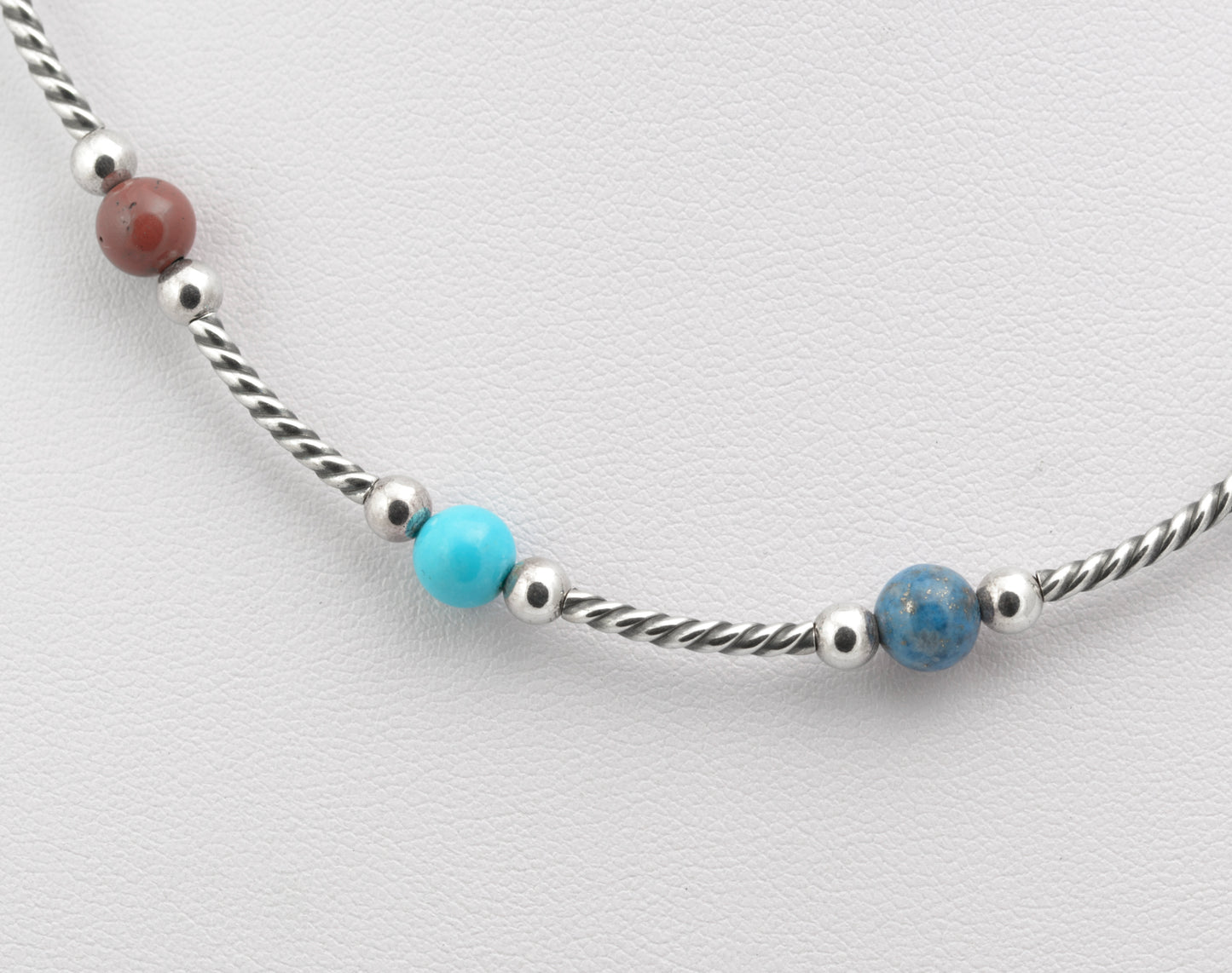 Vintage Carolyn Pollack Sterling Silver & Semi Precious Bead Necklace (B2637)