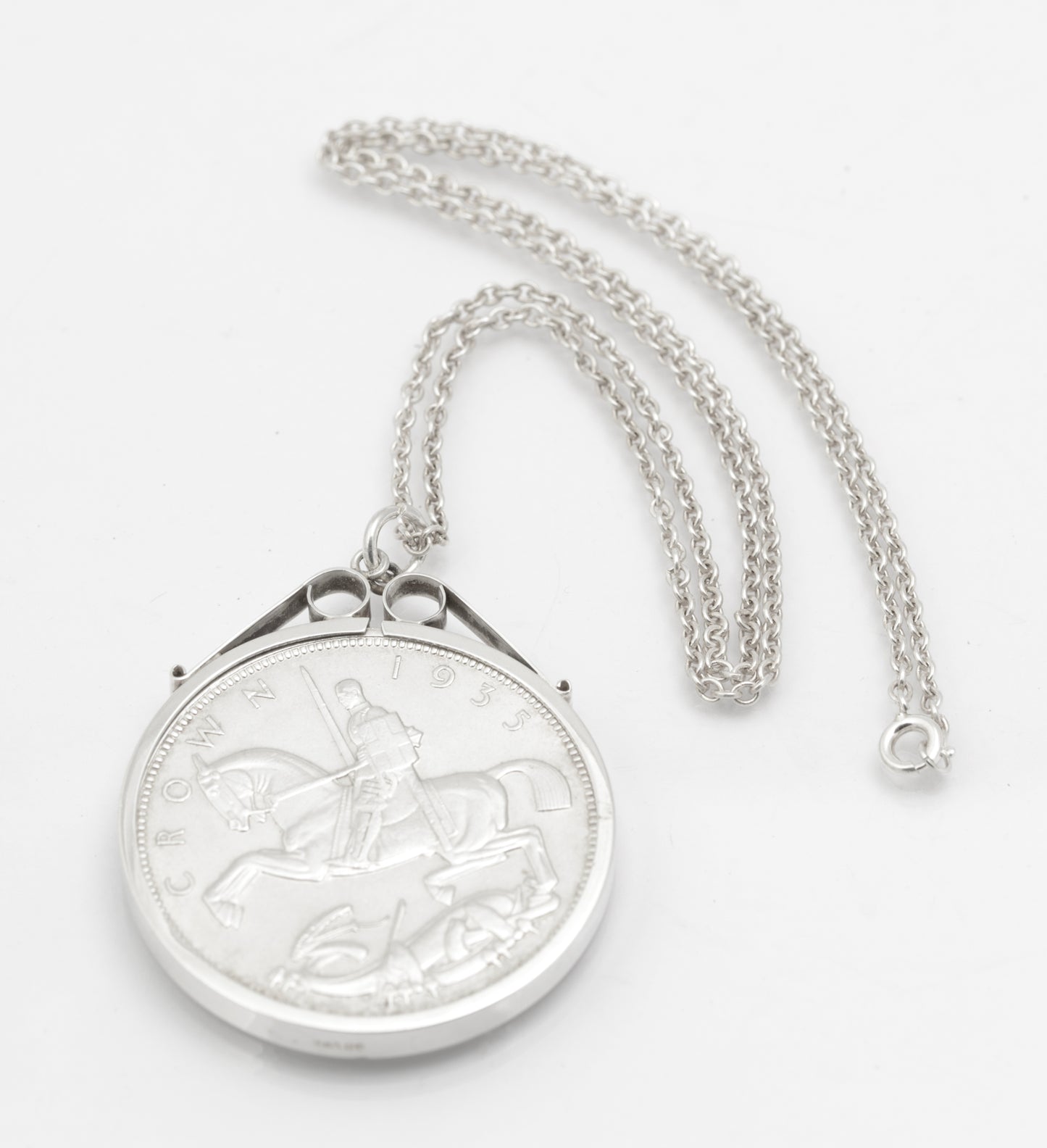 Vintage Silver Coin Necklace Pendant With 1935 George V Jubilee Crown (B2638)