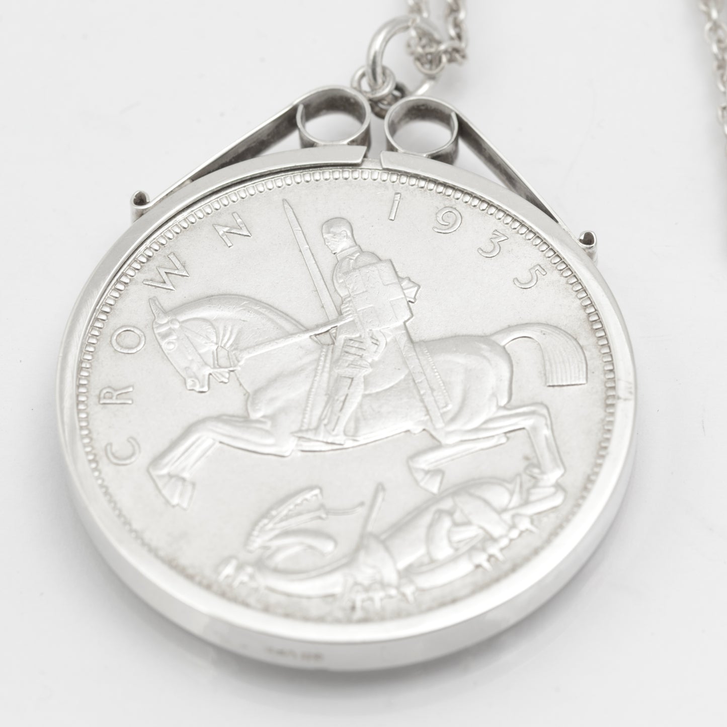 Vintage Silver Coin Necklace Pendant With 1935 George V Jubilee Crown (B2638)