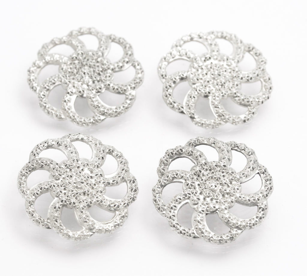 4 Antique Victorian/Edwardian Chester Sterling Silver Buttons By Charles Horner (B2639)