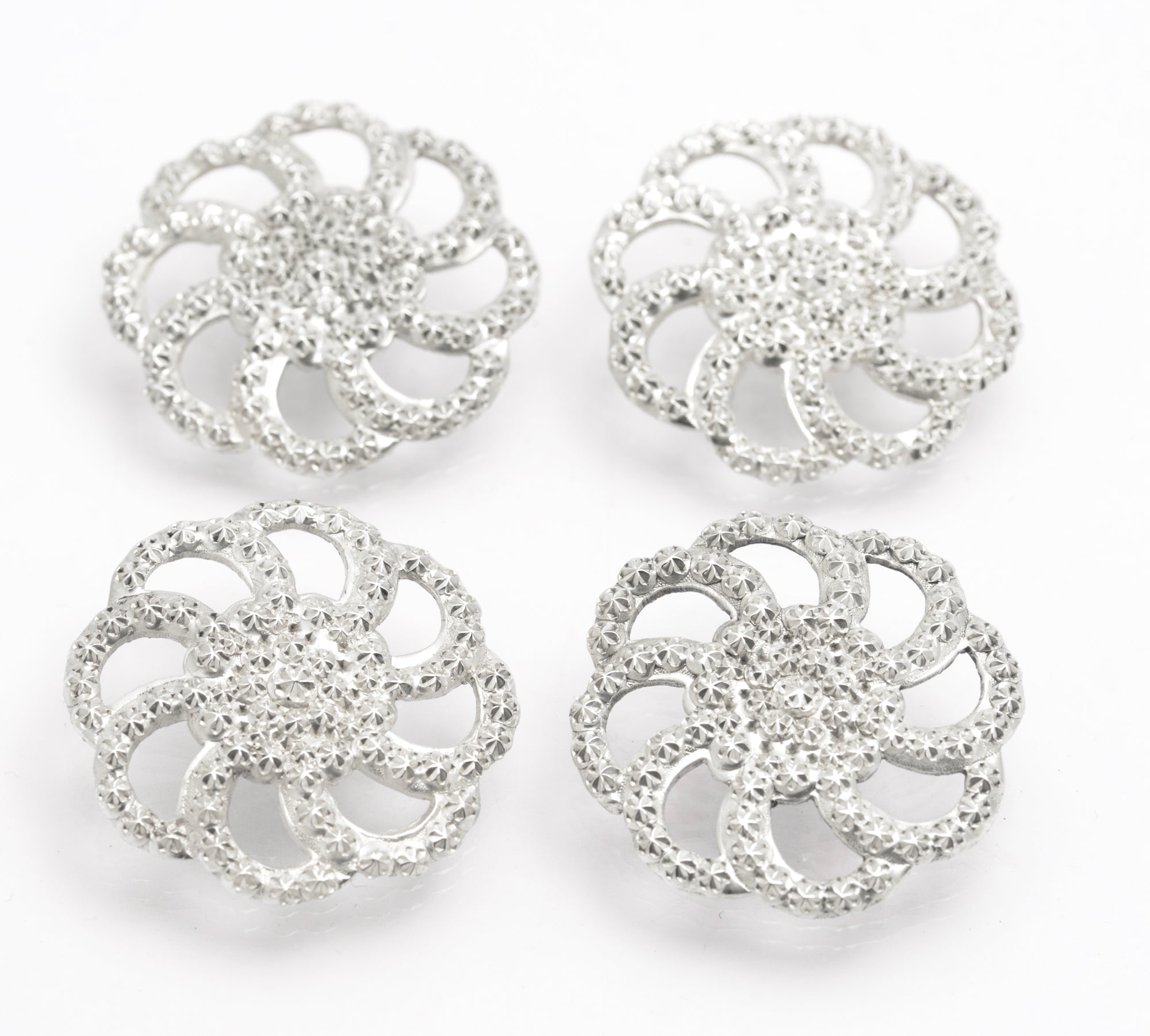 4 Antique Victorian/Edwardian Chester Sterling Silver Buttons By Charles Horner (B2639)