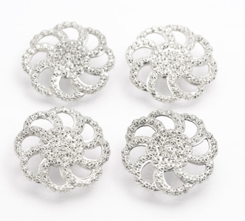 4 Antique Victorian/Edwardian Chester Sterling Silver Buttons By Charles Horner (B2639)