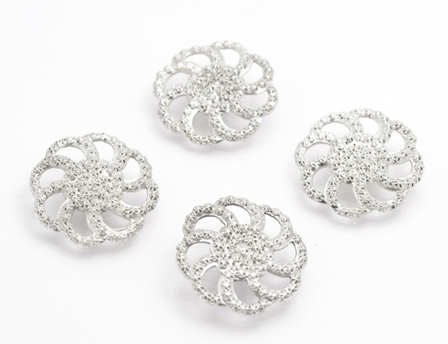 4 Antique Victorian/Edwardian Chester Sterling Silver Buttons By Charles Horner (B2639)