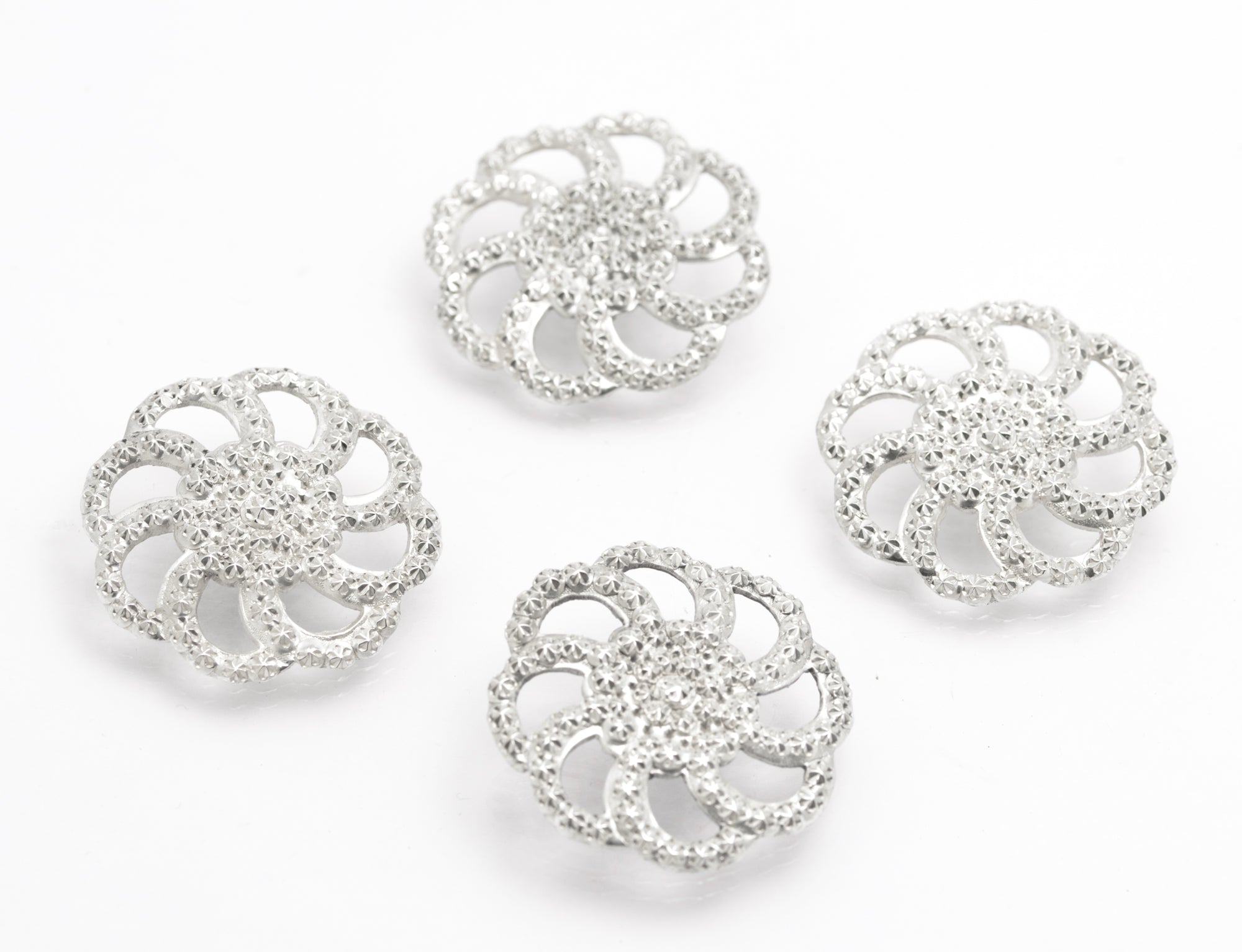 4 Antique Victorian/Edwardian Chester Sterling Silver Buttons By Charles Horner (B2639)