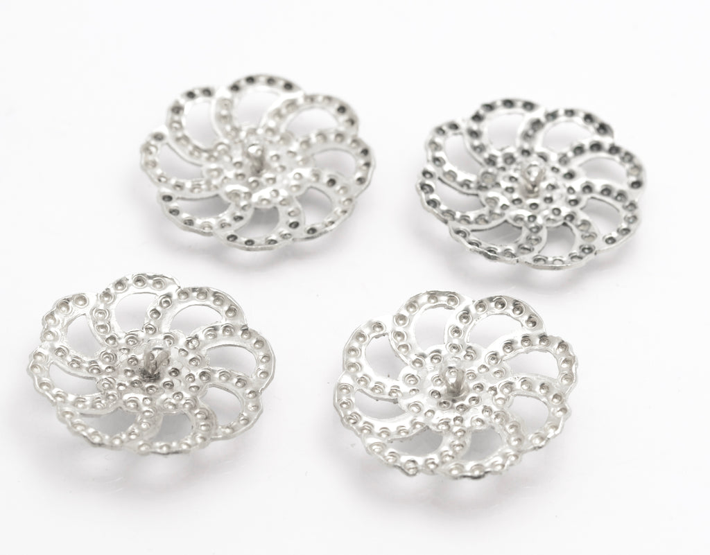 4 Antique Victorian/Edwardian Chester Sterling Silver Buttons By Charles Horner (B2639)