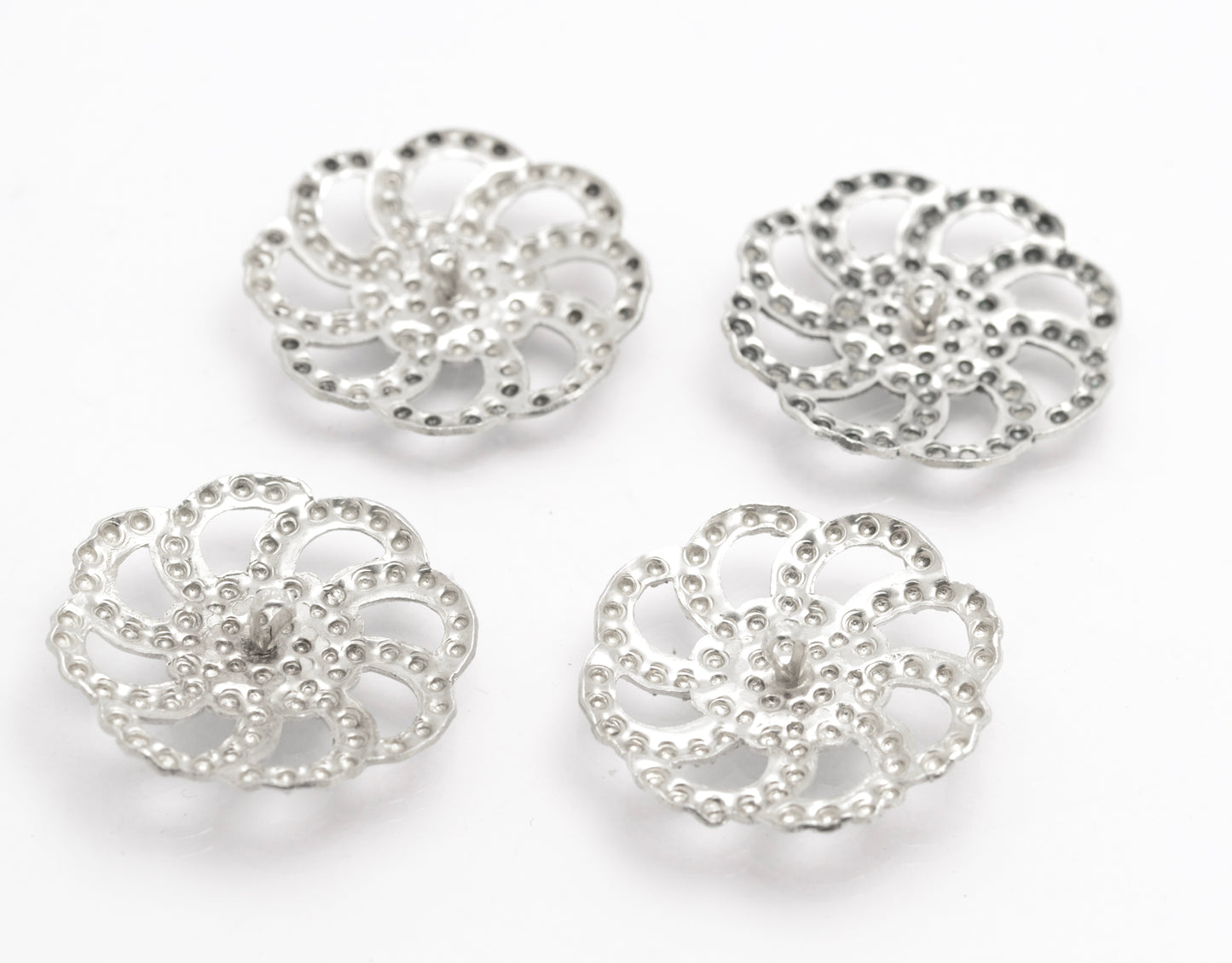 4 Antique Victorian/Edwardian Chester Sterling Silver Buttons By Charles Horner (B2639)