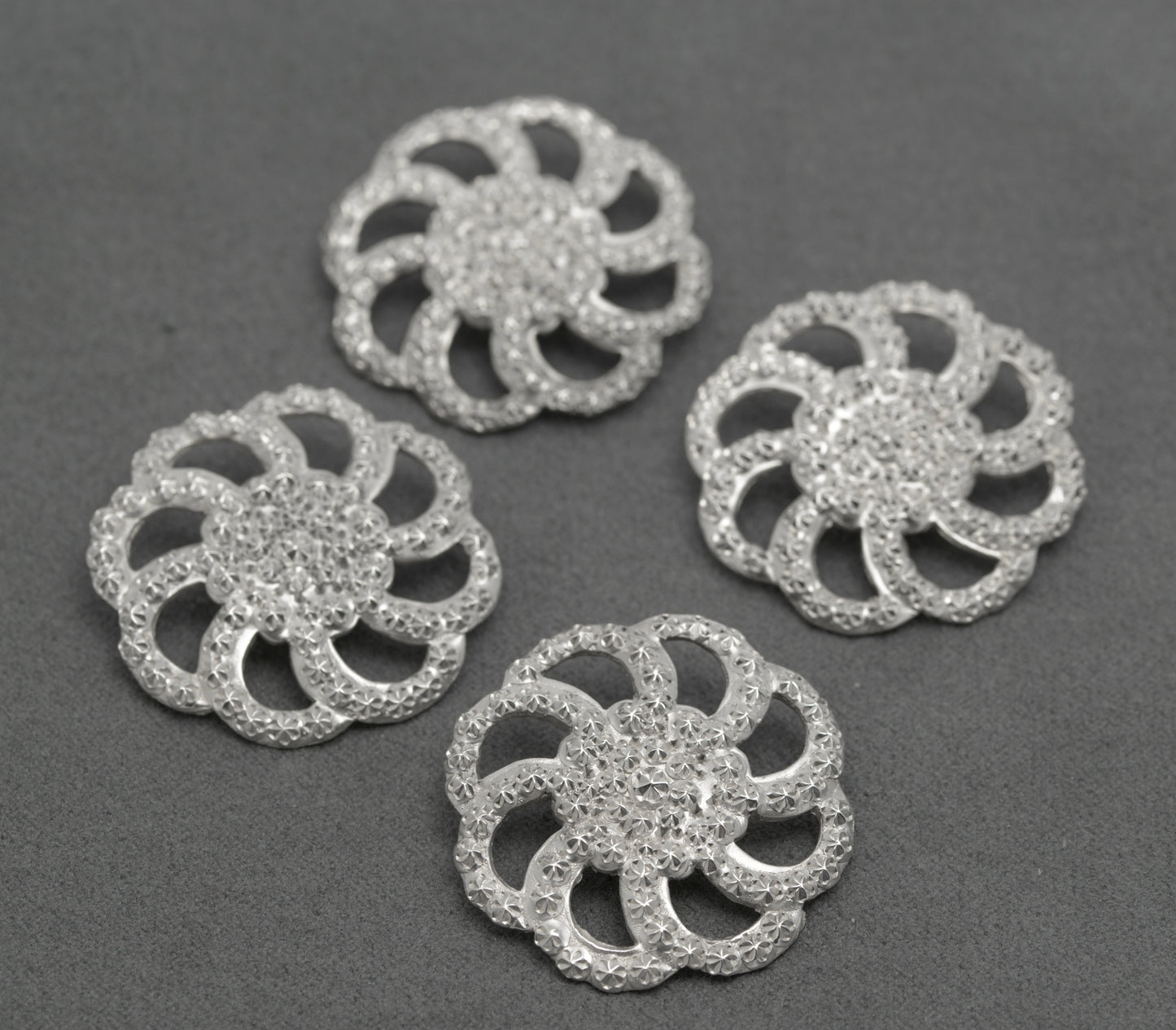 4 Antique Victorian/Edwardian Chester Sterling Silver Buttons By Charles Horner (B2639)