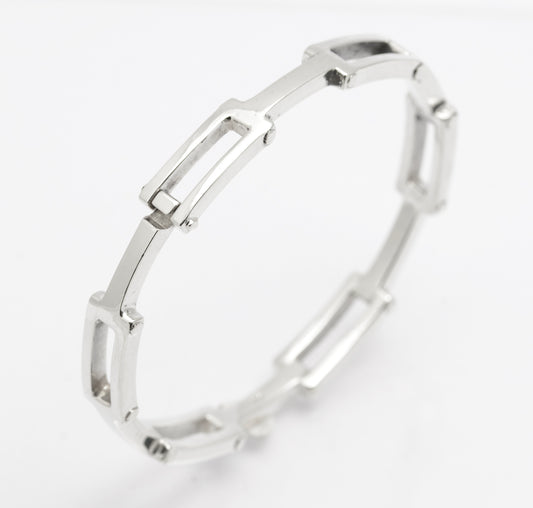 Vintage Solid 925 Sterling Silver Bangle Chunky Stylish Design Hinged (B2646)