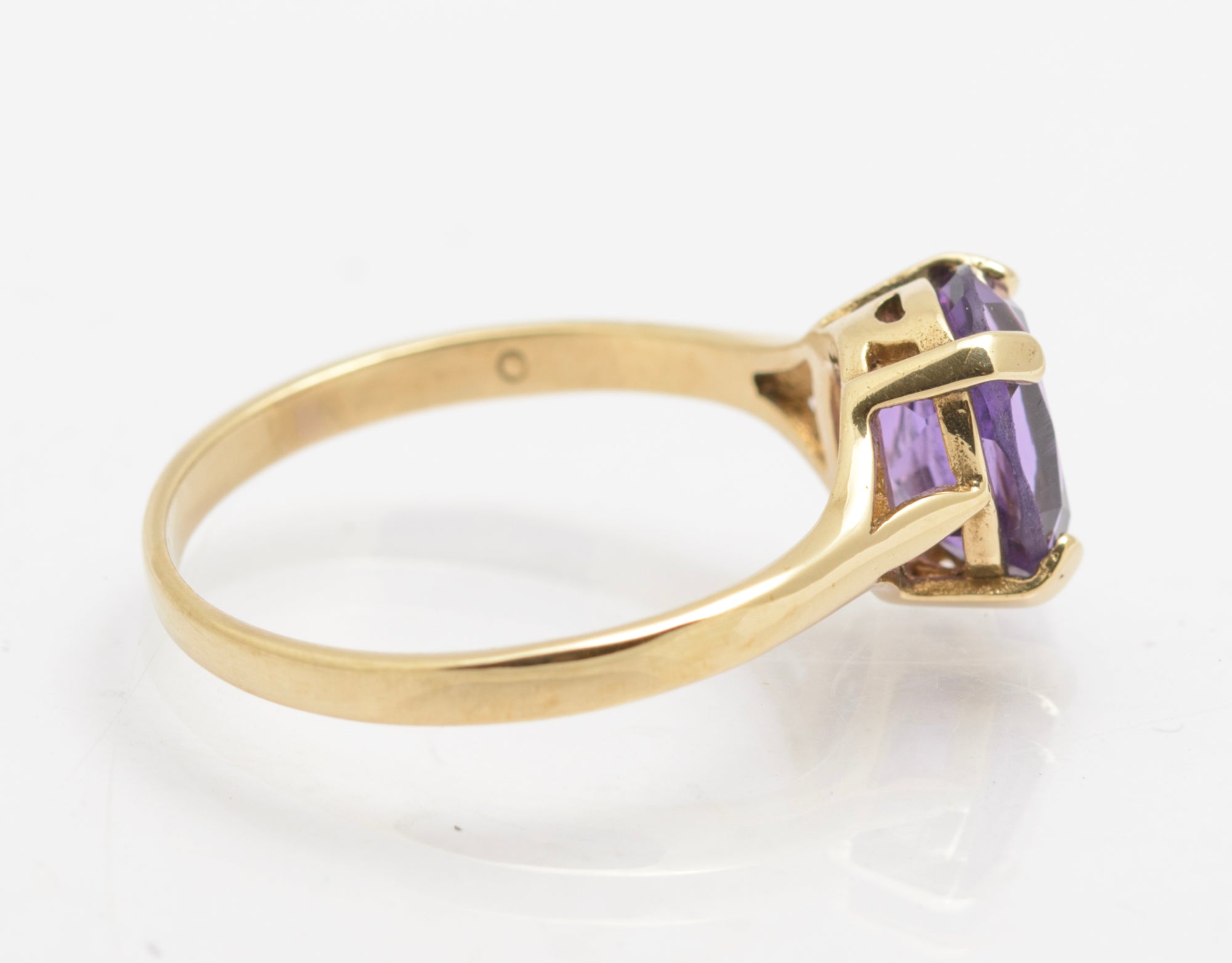 Vintage 9ct Gold & Natural Amethyst Gemstone Solitaire Ring Hallmarked 1990's UK Size P (B2647)