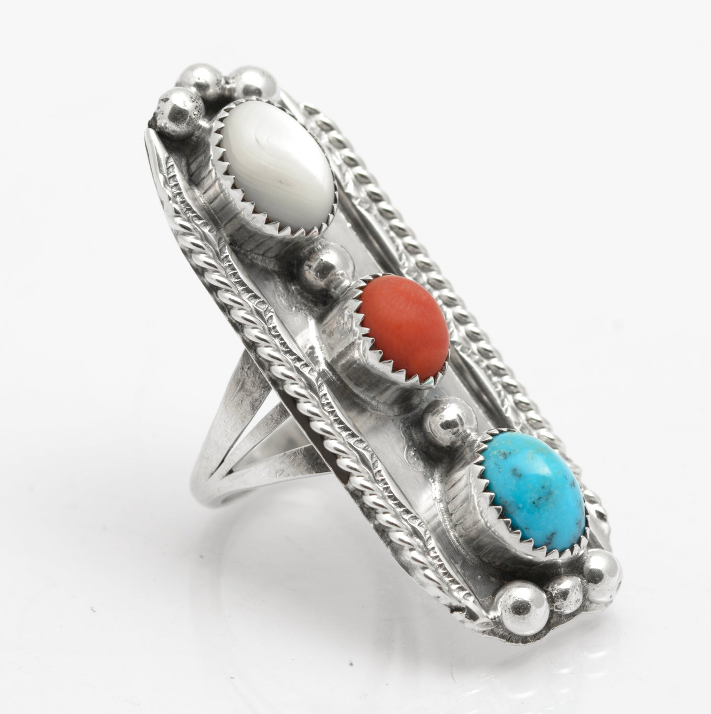 Vintage Arthur J Williams Navajo Artist Sterling Silver Statement Ring (B2649)