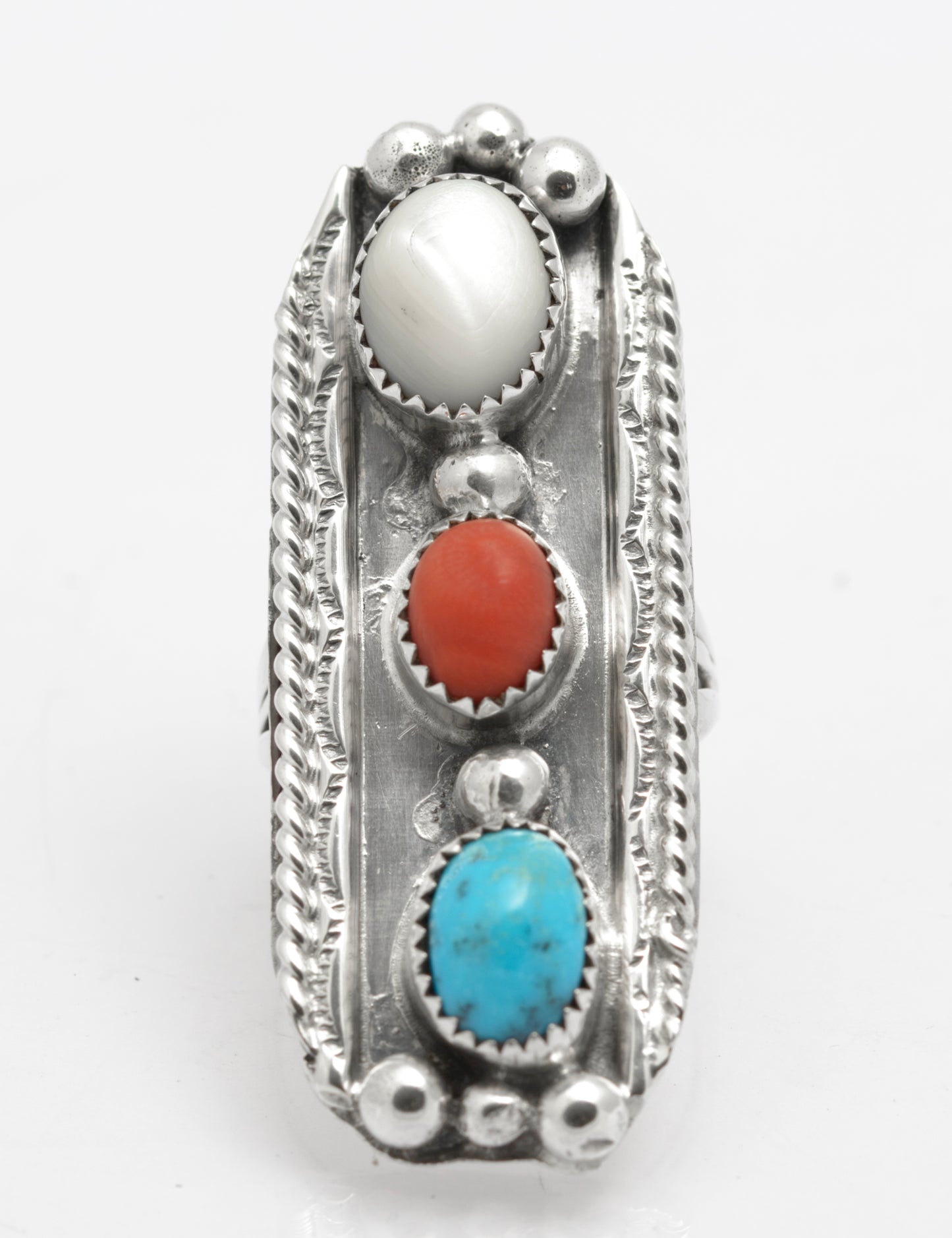 Vintage Arthur J Williams Navajo Artist Sterling Silver Statement Ring (B2649)