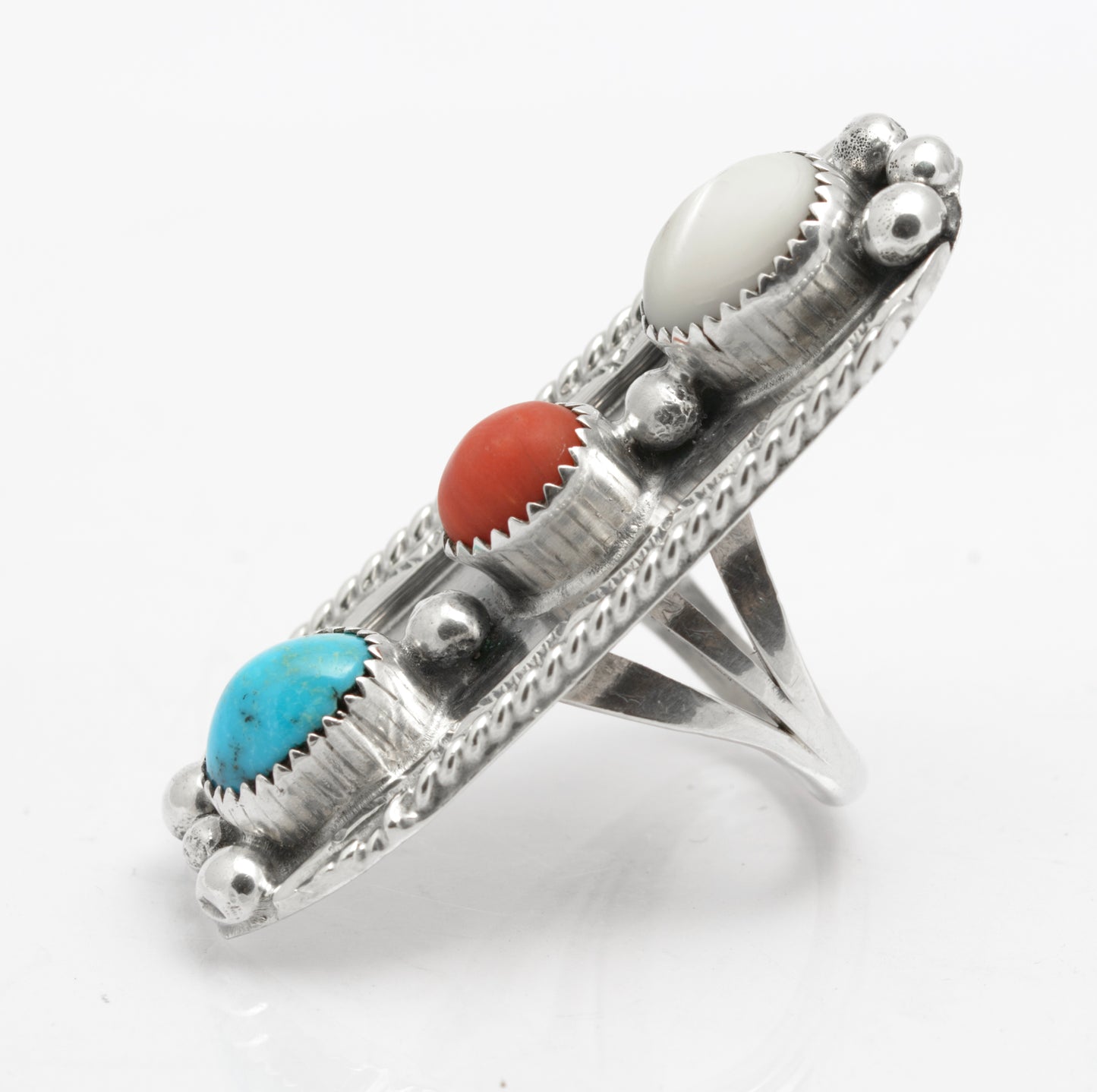 Vintage Arthur J Williams Navajo Artist Sterling Silver Statement Ring (B2649)