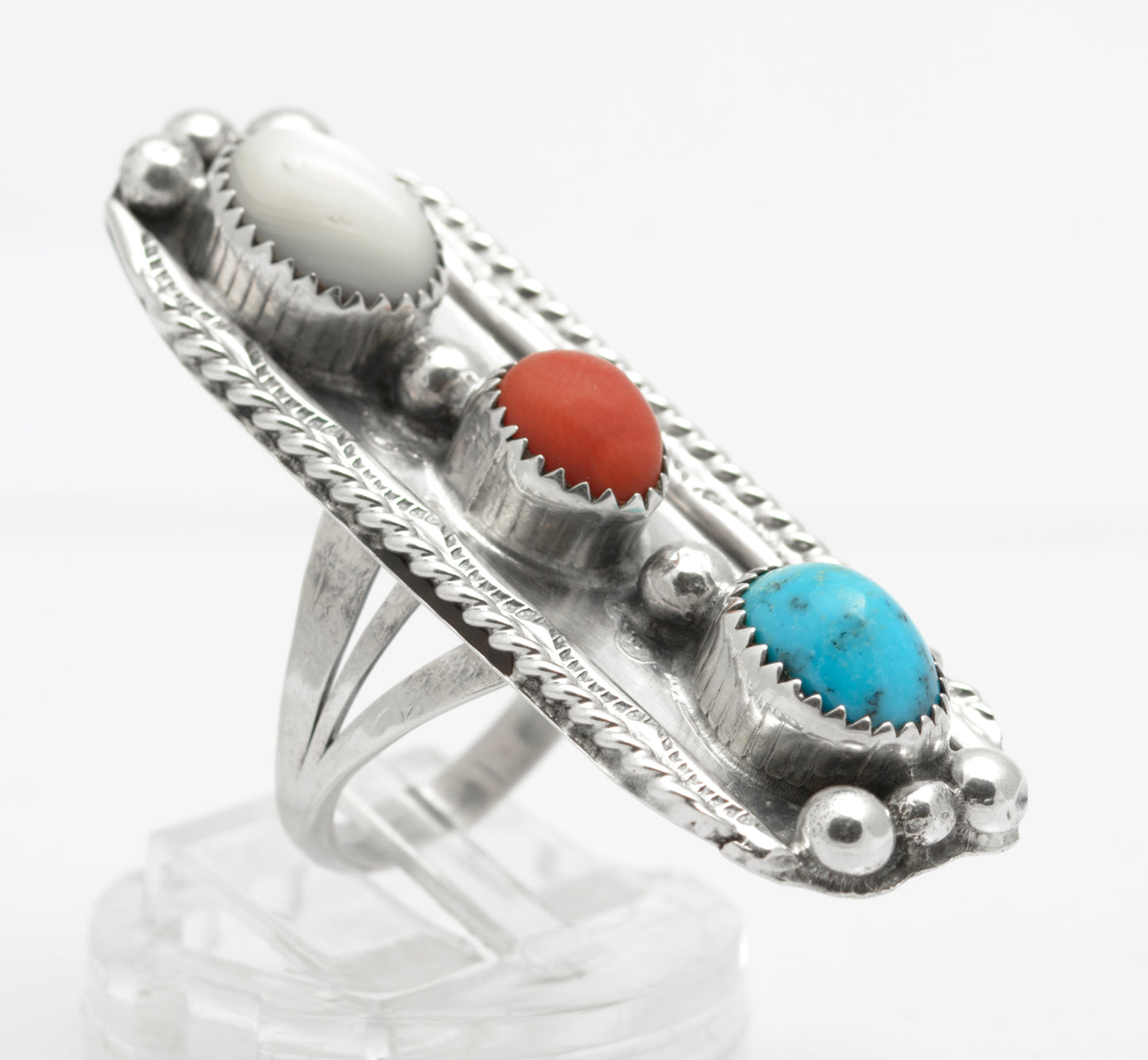 Vintage Arthur J Williams Navajo Artist Sterling Silver Statement Ring (B2649)