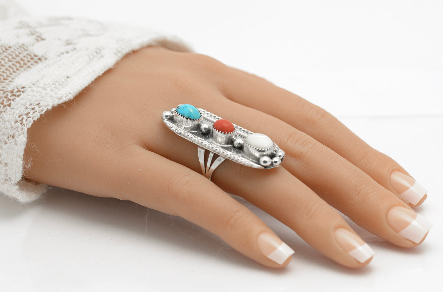 Vintage Arthur J Williams Navajo Artist Sterling Silver Statement Ring (B2649)