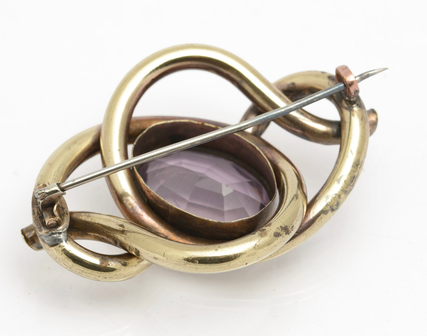 Antique Victorian Lovers Knot Large Pinchbeck & Paste Glass Brooch/Pin c.1880 (B2650)