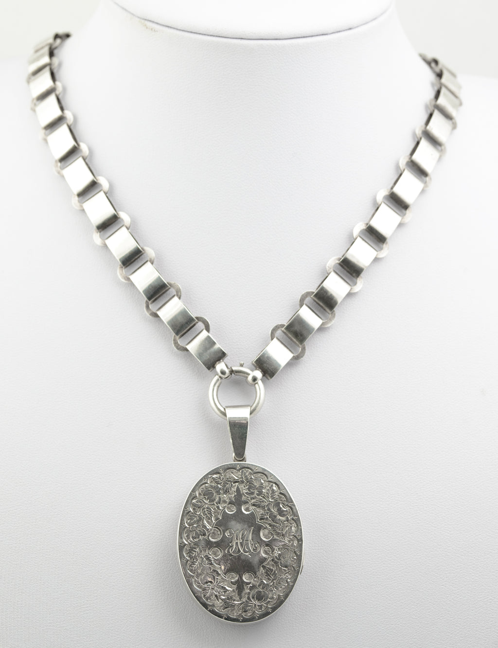 Antique Victorian Sterling Silver Book Chain & Locket Aesthetic Period c.1880 (B2659)