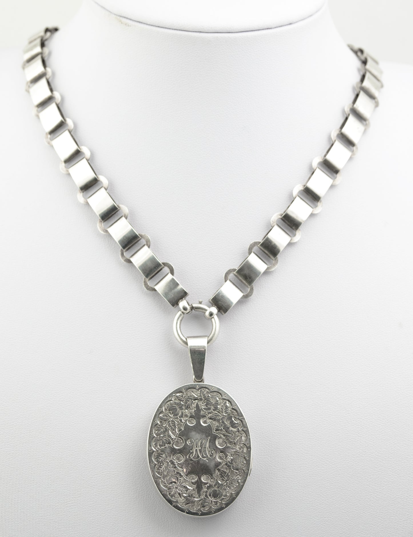 Antique Victorian Sterling Silver Book Chain & Locket Aesthetic Period c.1880 (B2659)