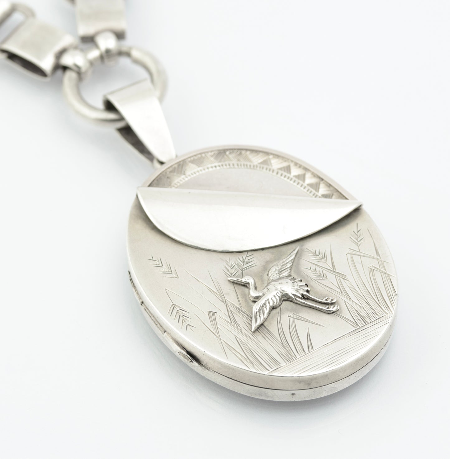 Antique Victorian Sterling Silver Book Chain & Locket Aesthetic Period c.1880 (B2659)