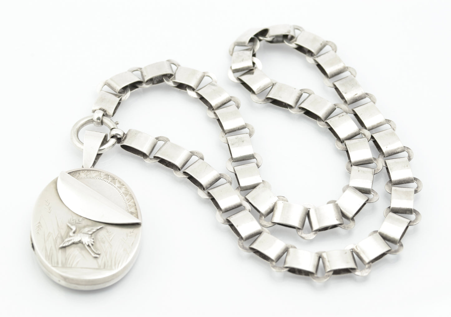 Antique Victorian Sterling Silver Book Chain & Locket Aesthetic Period c.1880 (B2659)